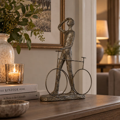 Man on Bicycle Metal Ornament