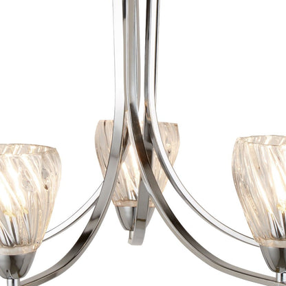 Ascona 5-Light Polished Crome and Glass Semi-Flush Chandelier
