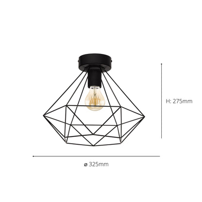 Tarbes Black Flush Ceiling Light