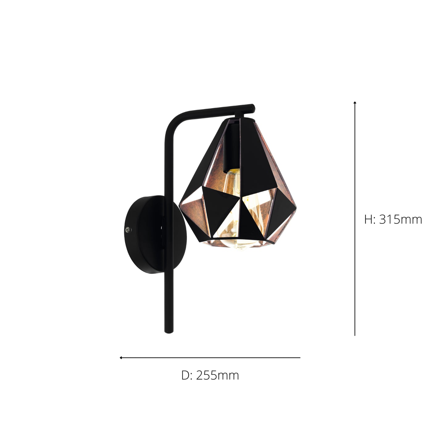 Carlton Black Wall Light