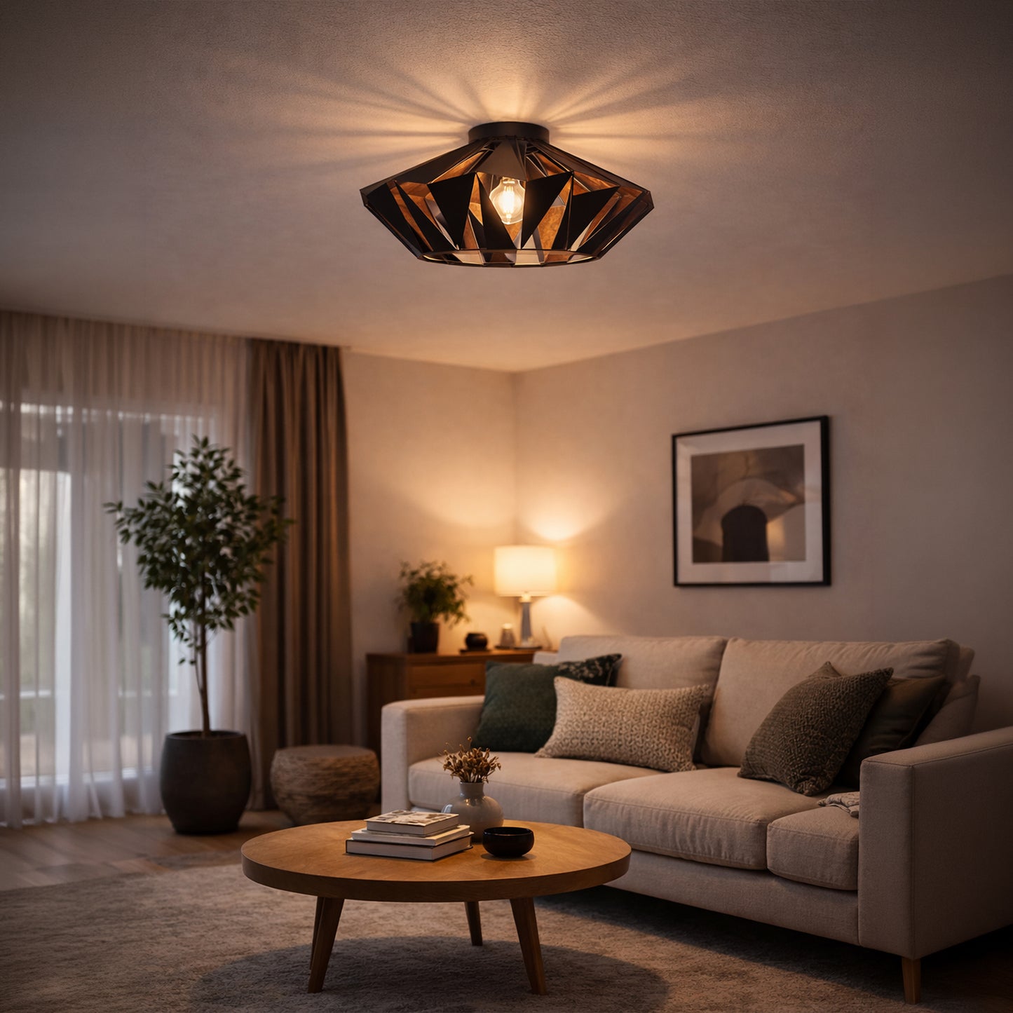 Carlton Black Flush Ceiling Light