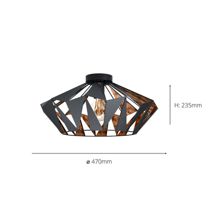 Carlton Black Flush Ceiling Light