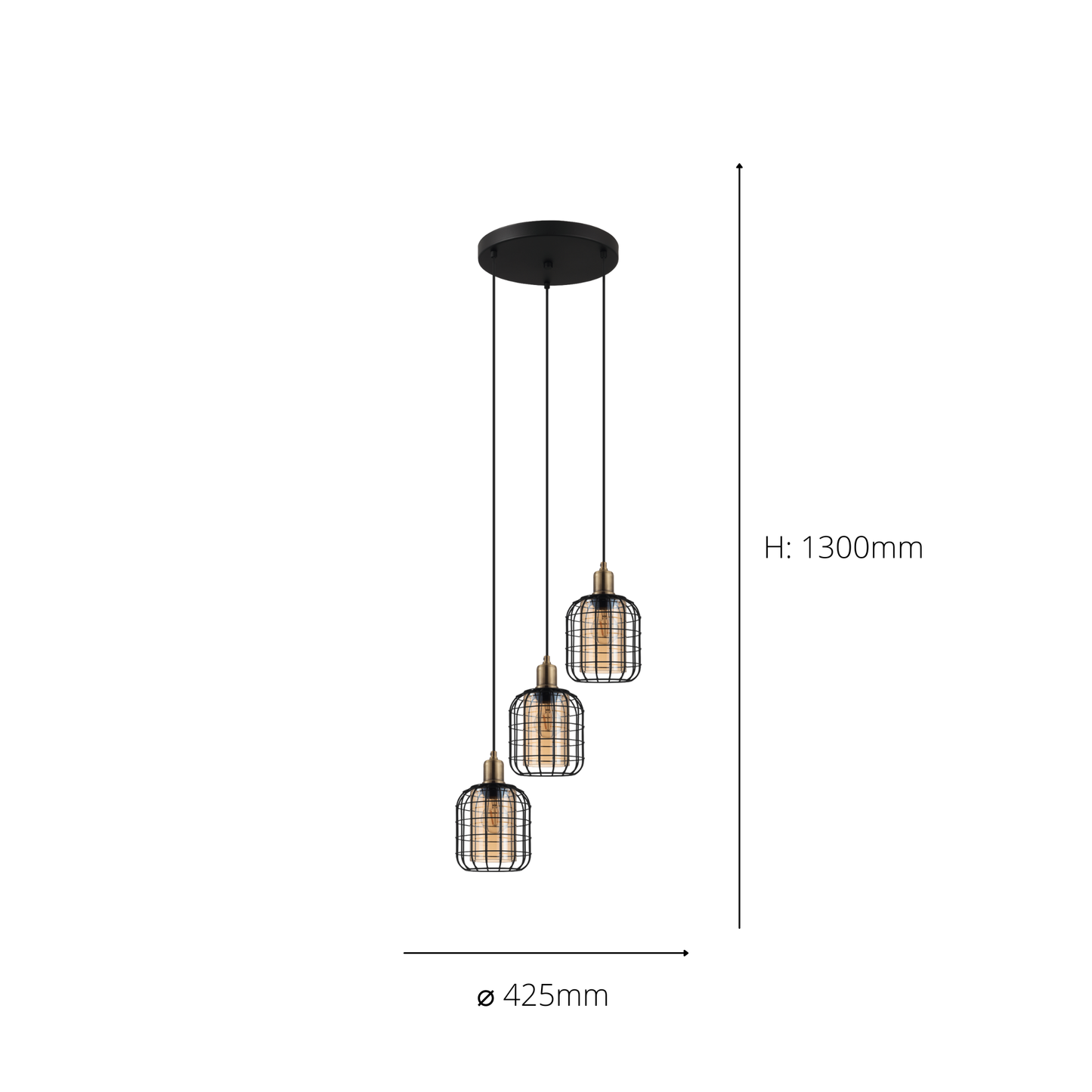 Chisle 3-Light Black Ceiling Pendant