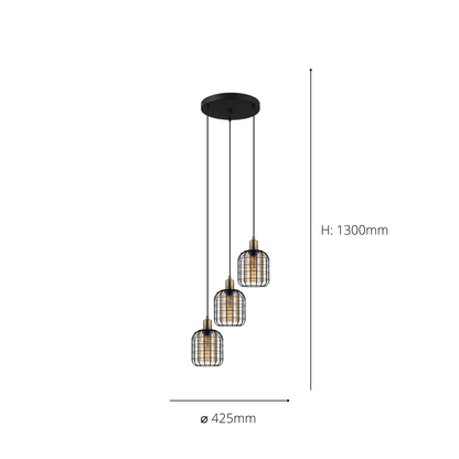 Chisle 3-Light Black Ceiling Pendant
