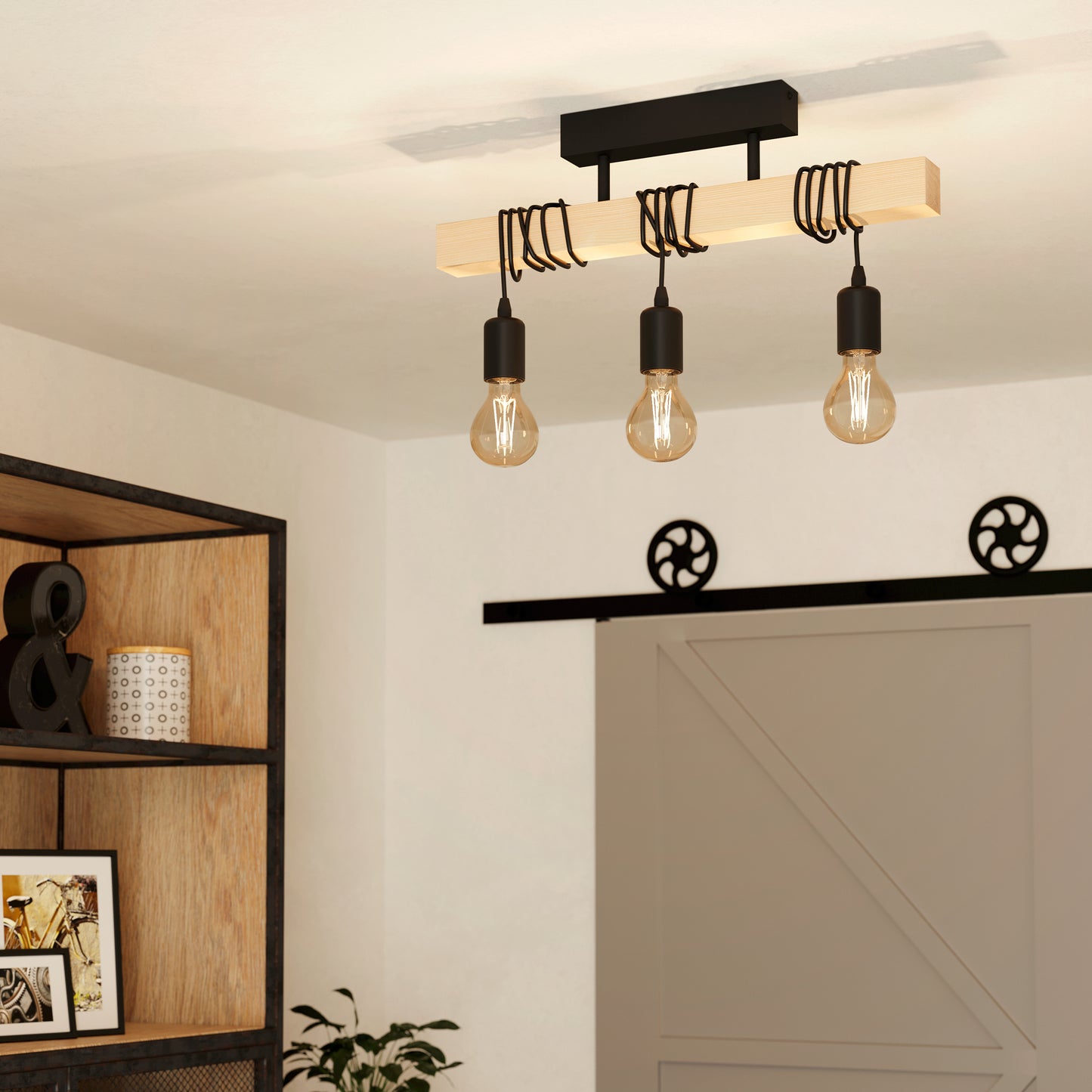 Townshend 3-Light Black Flush Ceiling Light