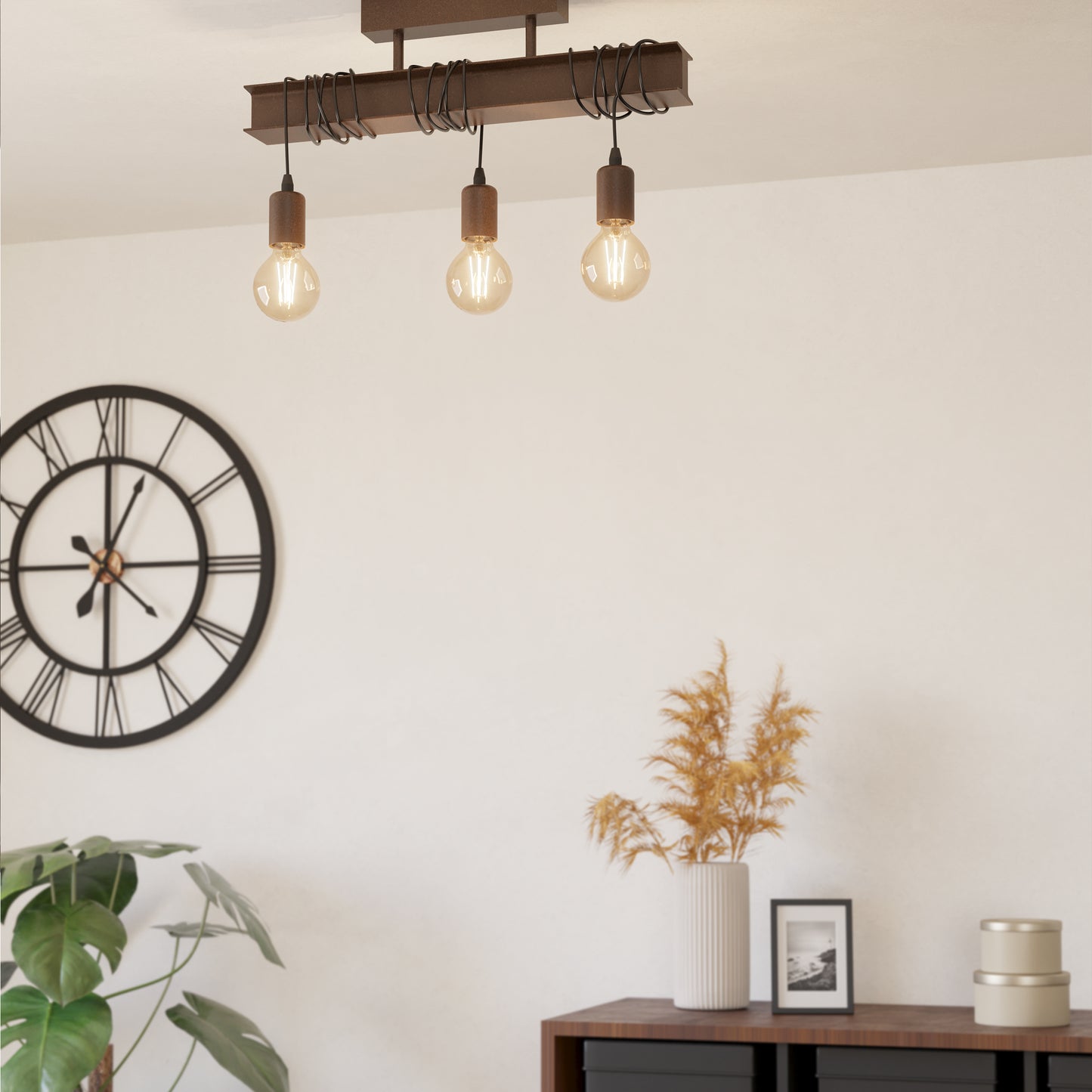 Townshend 3-Light Brown Flush Ceiling Light