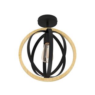 Basildon Black Semi-Flush Ceiling Light