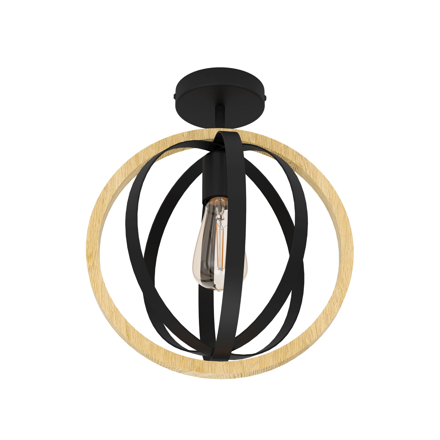 Basildon Black Semi-Flush Ceiling Light