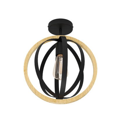 Basildon Black Semi-Flush Ceiling Light
