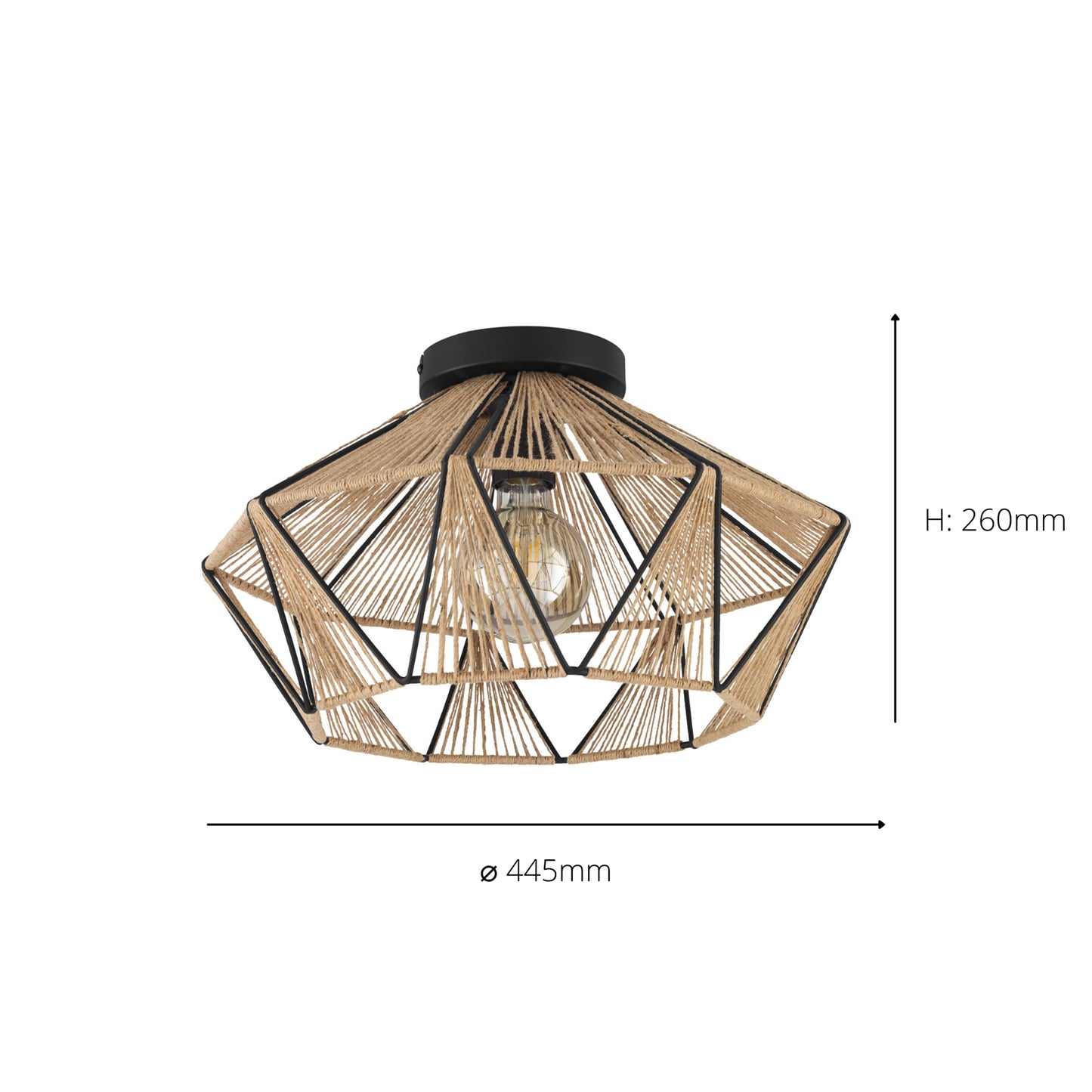 Adwickle Black Semi-Flush Ceiling Light