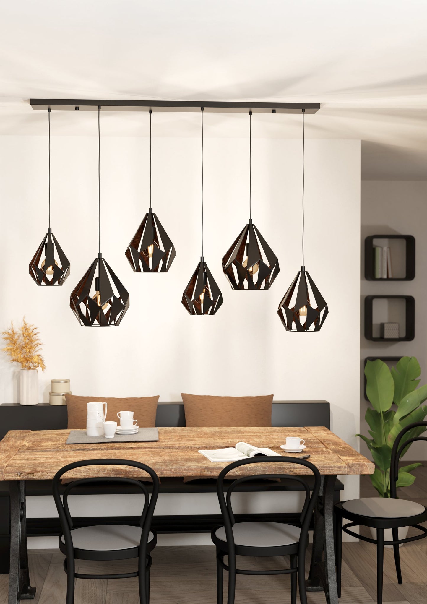 Carlton Multi-Light Black Pendant Bar