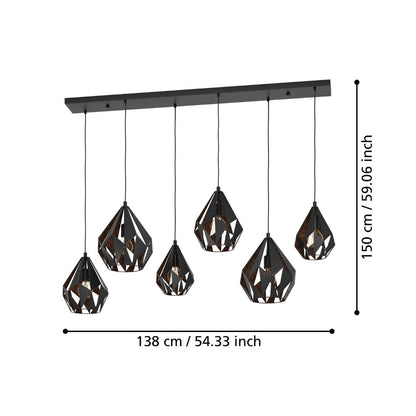 Carlton Multi-Light Black Pendant Bar