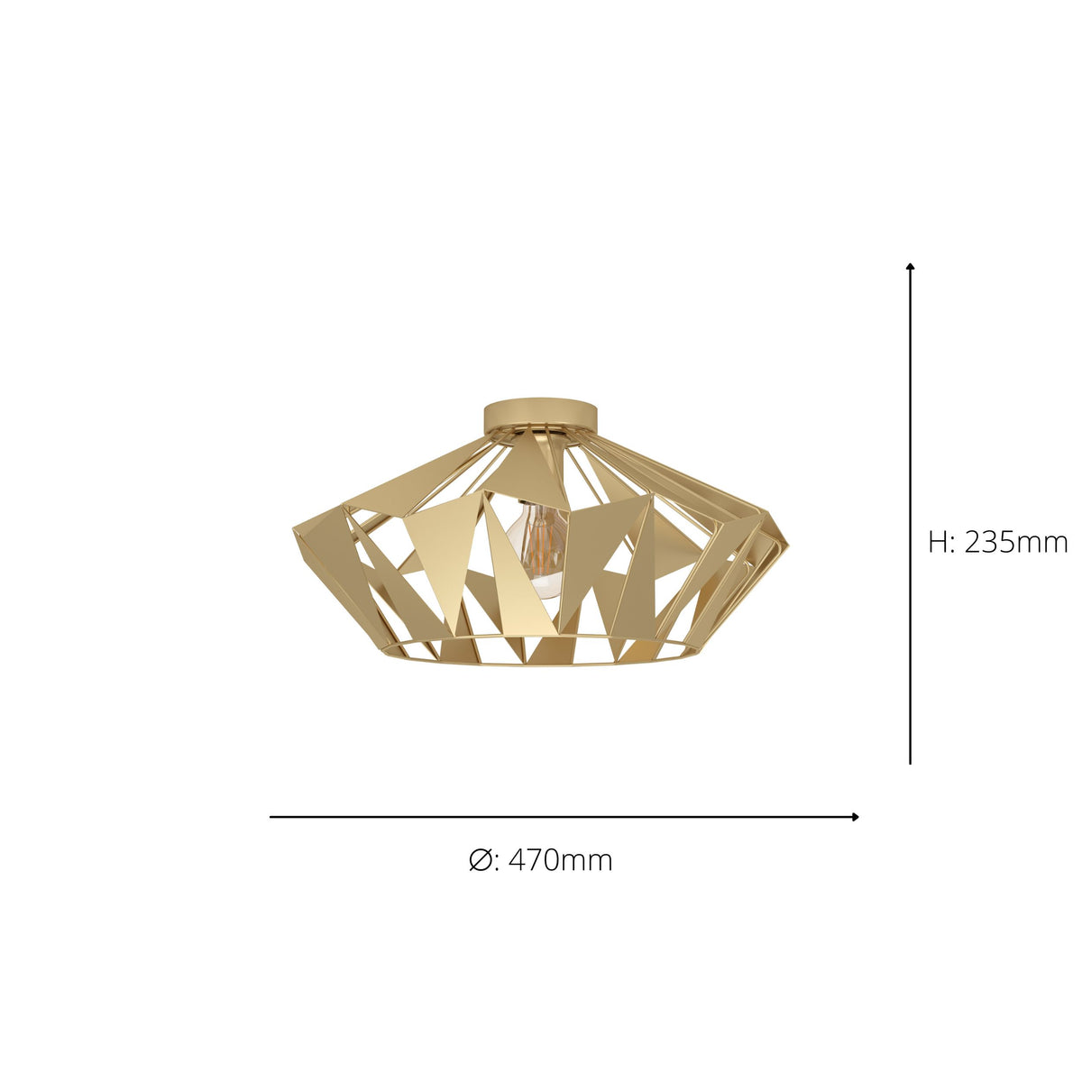 Carlton Gold Flush Ceiling Light