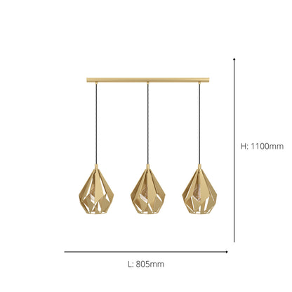 Carlton 3-Light Gold Ceiling Pendant