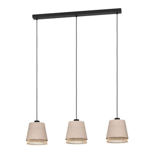 Tabley 3 Light Natural Bamboo Pendant Ceiling Bar