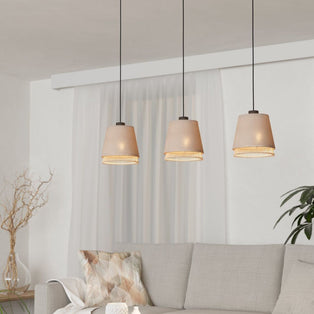 Tabley 3 Light Natural Bamboo Pendant Ceiling Bar