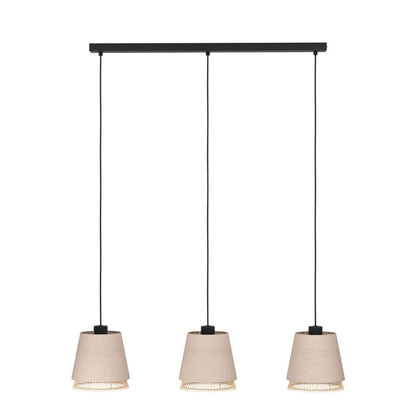 Tabley 3 Light Natural Bamboo Pendant Ceiling Bar