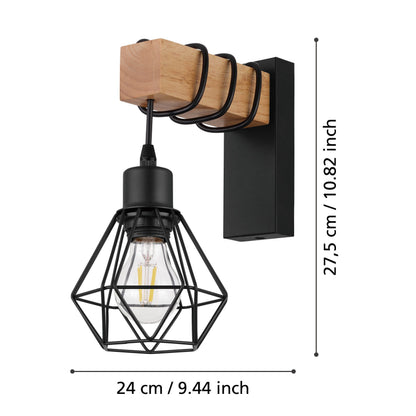 Townshend 5 Wood and Black Wall Light
