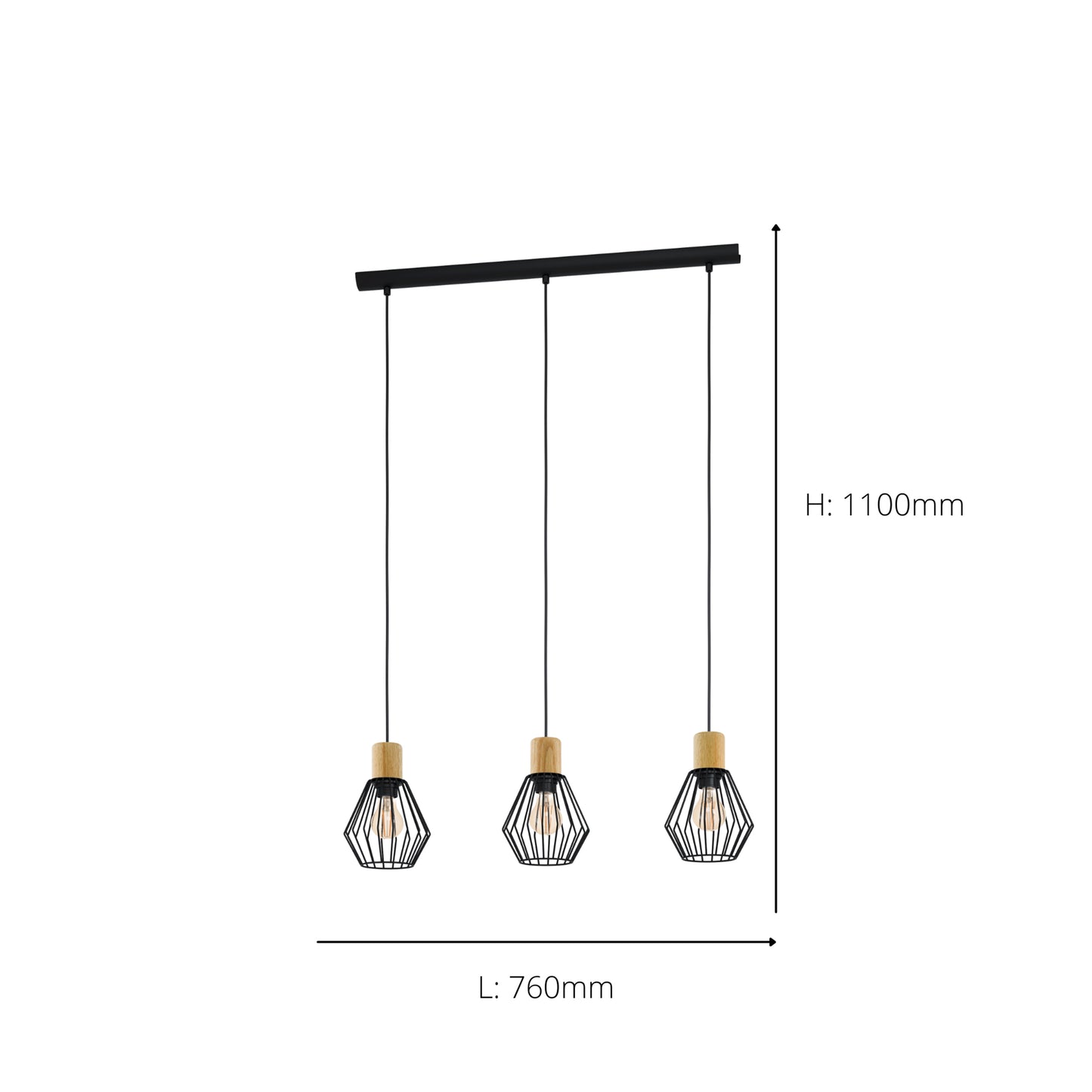 Palmorla 3-Light Black Ceiling Pendant