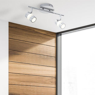 Bubbles 2 Light Chrome & Glass IP44 LED Ceiling Spotlight