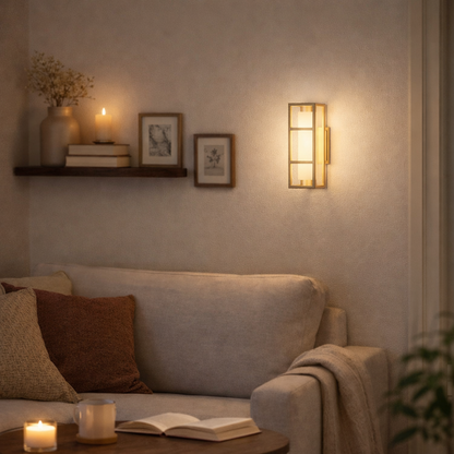 Mirage Matte Gold and Marble LED IP44 Wall Light