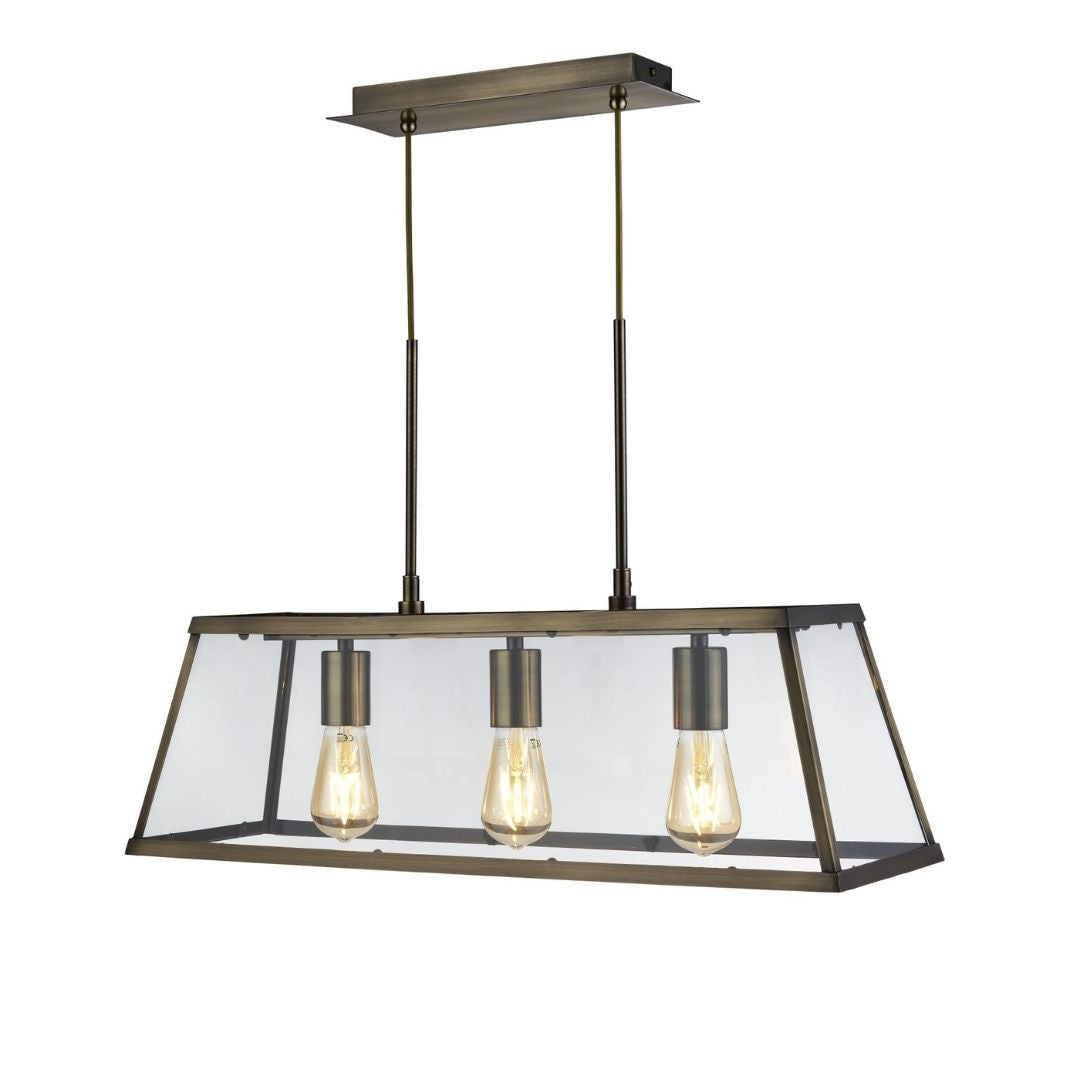 Voyager 3 Light Antique Brass Flush or Pendant Ceiling Light