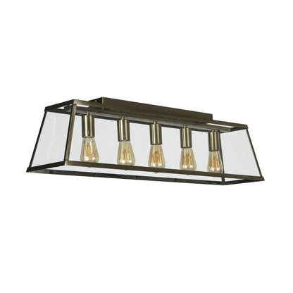 Voyager 5 Light Antique Brass Flush or Pendant Ceiling Light
