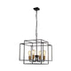 Crate 4 Light Black Frame Pendant with Bronze Lampholders