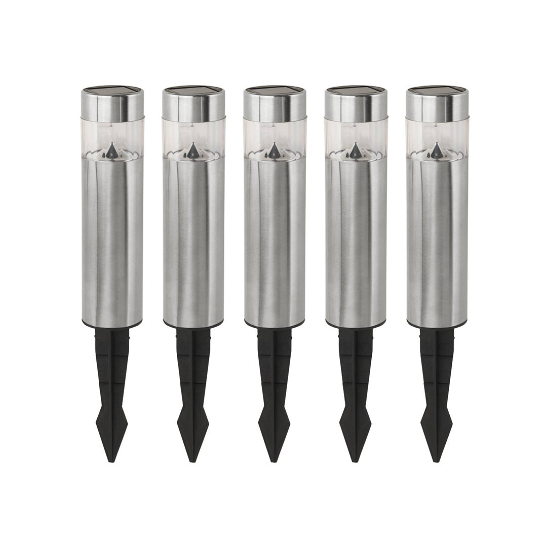 5 Pack Solar Stainless Steel Spike Outdoor Light