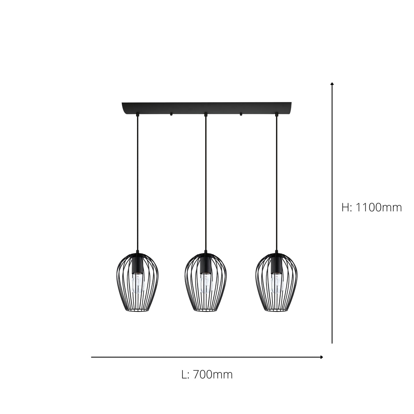 Newtown 3-Light Black Linear Ceiling Pendant