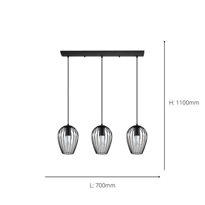 Newtown 3-Light Black Linear Ceiling Pendant