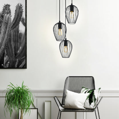 Newtown 3-Light Black Round Ceiling Pendant