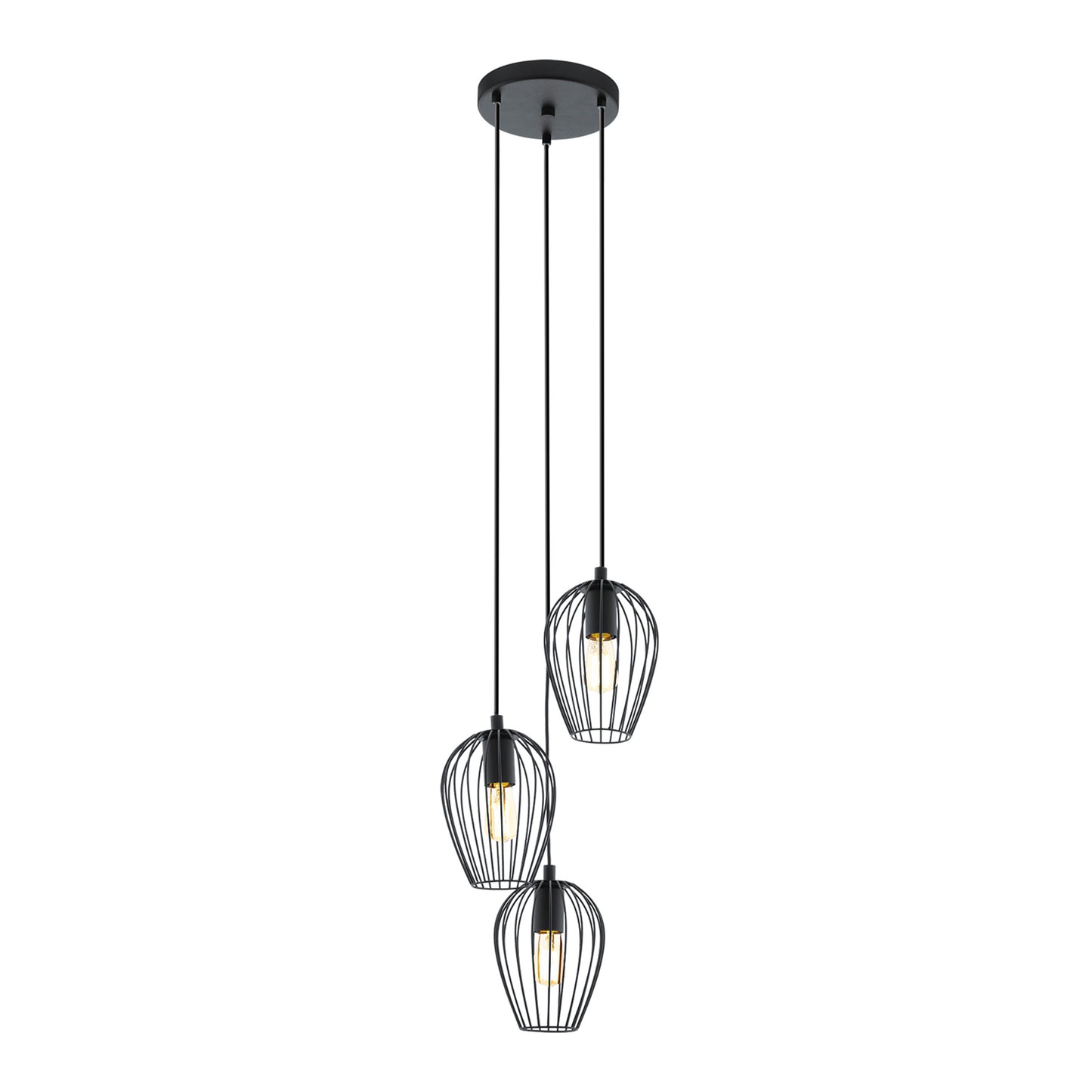 Newtown 3-Light Black Round Ceiling Pendant