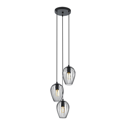 Newtown 3-Light Black Round Ceiling Pendant