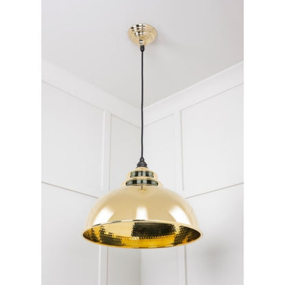From the Anvil Hammered Brass Harborne Pendant Ceiling Light
