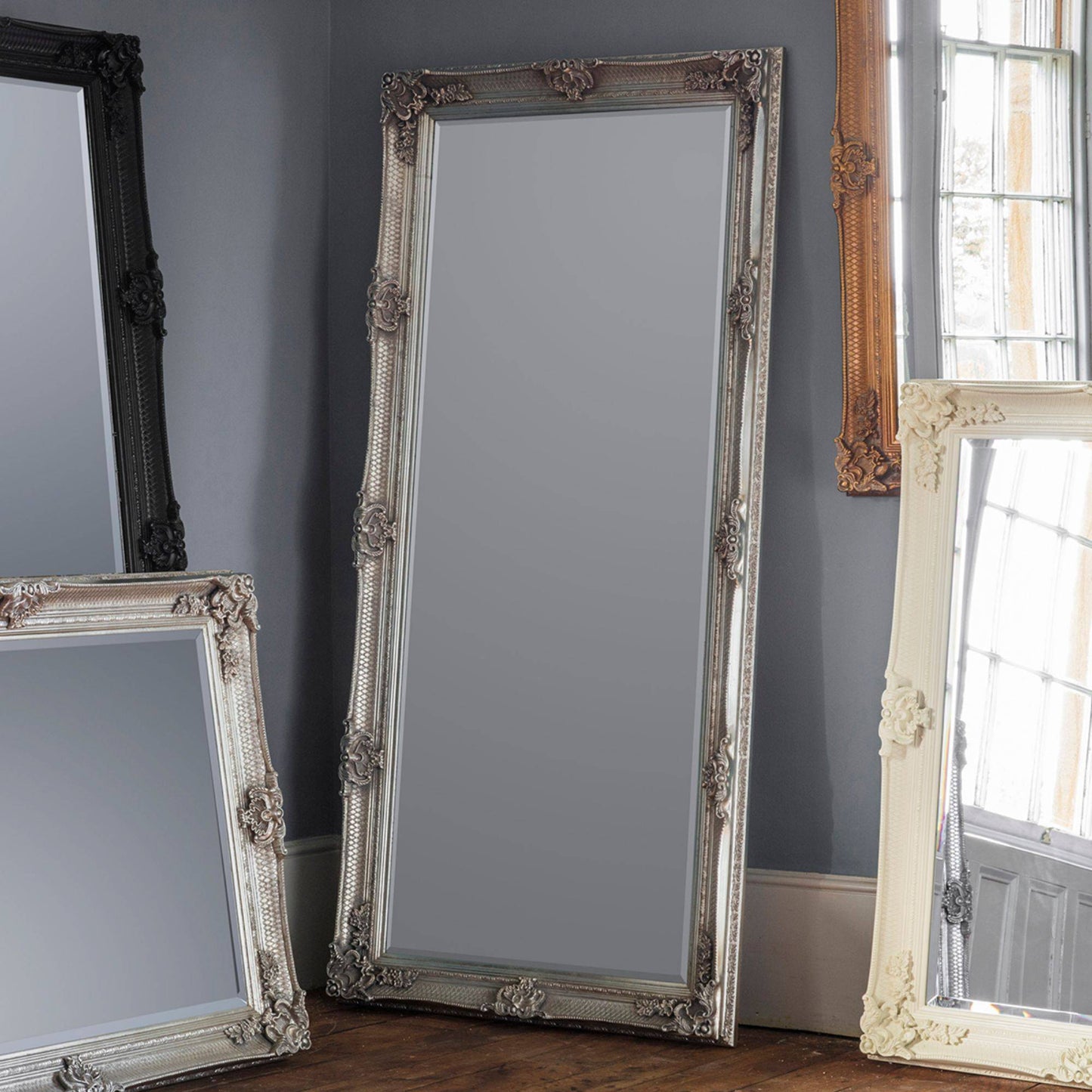 Abbey 65x31cm Leaner Silver Mirror