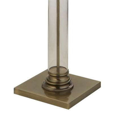 Pedestal Antique Brass & Glass Floor Lamp with Cream Shade