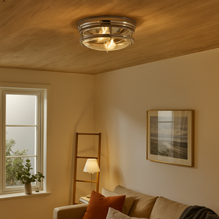 Glasgow 2 Light Polished Chrome and Clear Glass IP44 Flush Ceiling Light