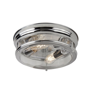 Glasgow 2 Light Polished Chrome and Clear Glass IP44 Flush Ceiling Light