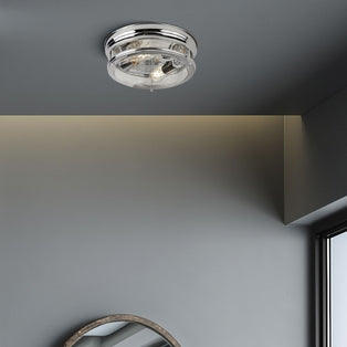 Glasgow 2 Light Polished Chrome and Clear Glass IP44 Flush Ceiling Light