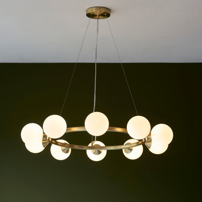 Ring 10 Light Pendant Satin Brass