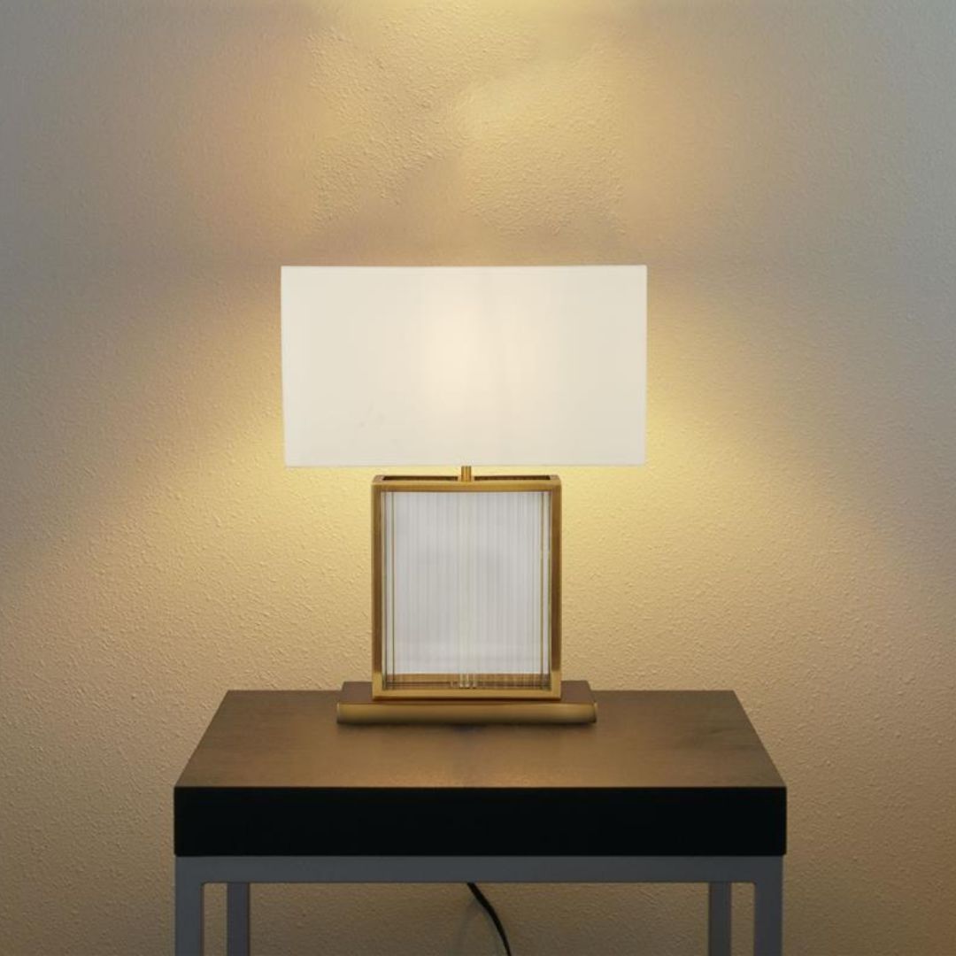 Clarendon Gold & Glass Table Lamp with White Shade