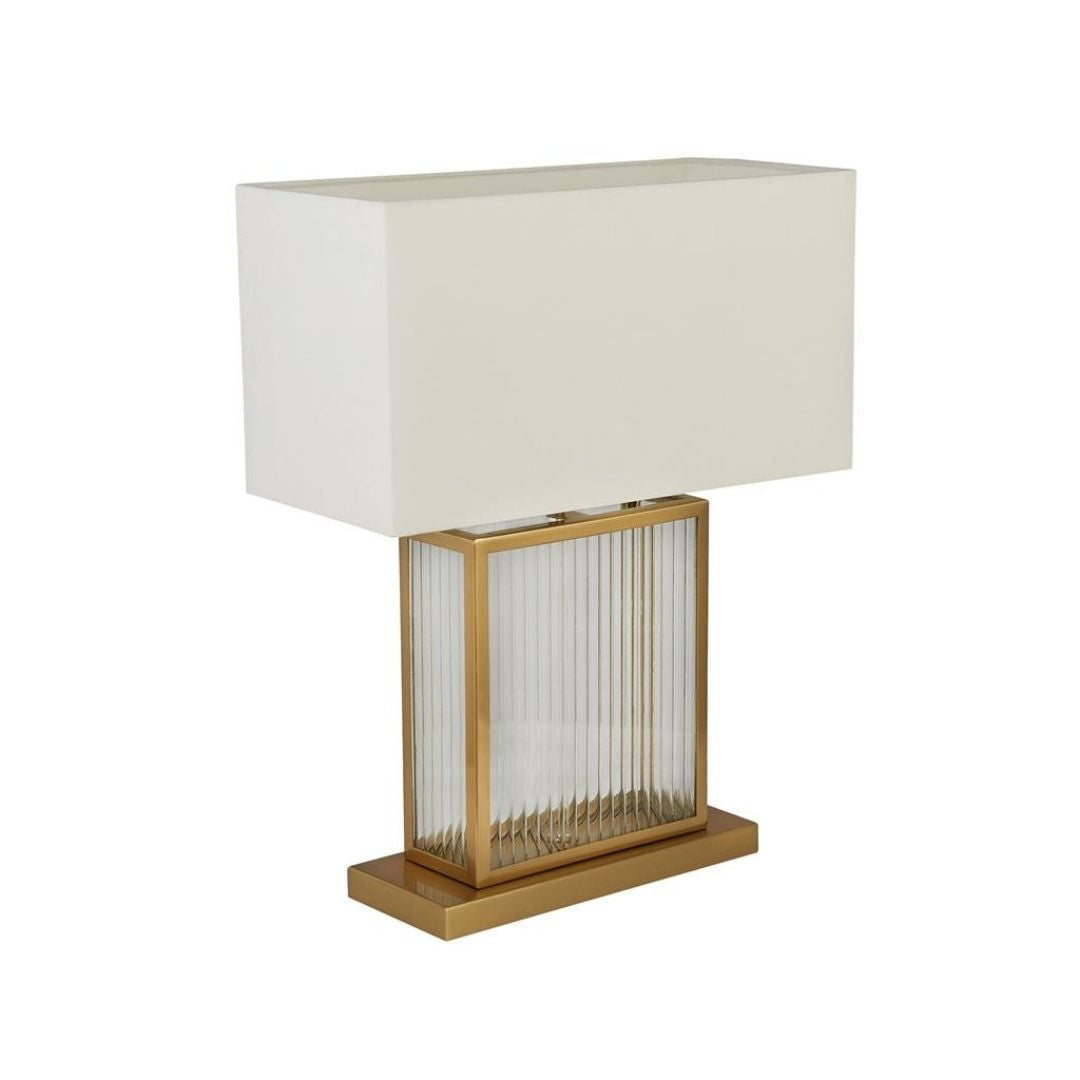 Clarendon Gold & Glass Table Lamp with White Shade
