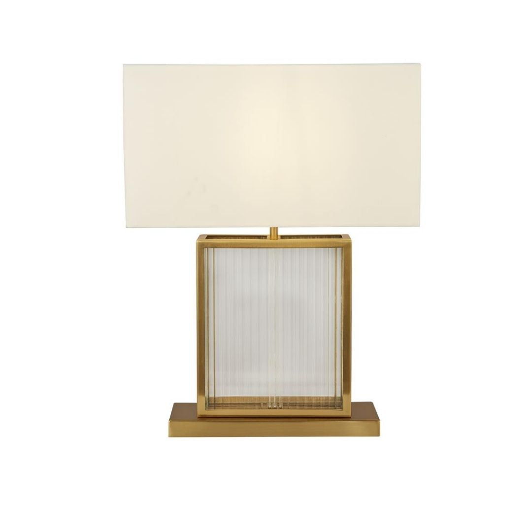 Clarendon Gold & Glass Table Lamp with White Shade