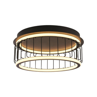 Circolo Black Cage LED Flush Ceiling Light Small
