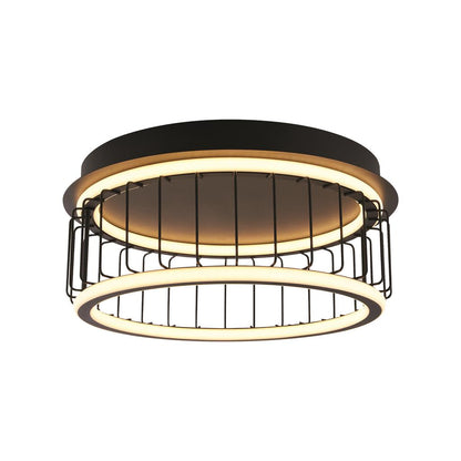 Circolo Black Cage LED Flush Ceiling Light Small