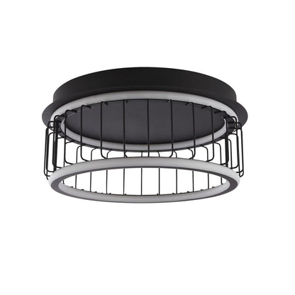 Circolo Small Cage LED Black Flush Ceiling Light