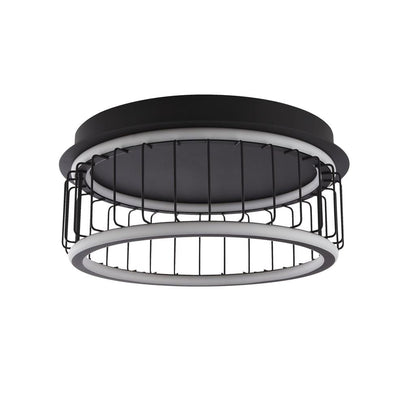 Circolo Black Cage LED Flush Ceiling Light Small