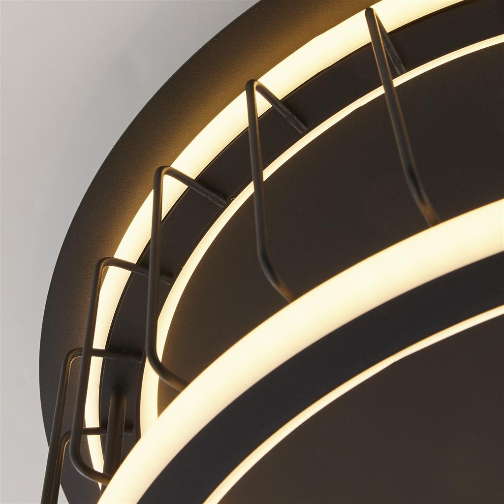 Circolo Black Cage LED Flush Ceiling Light Small