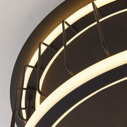 Circolo Black Cage LED Flush Ceiling Light Small